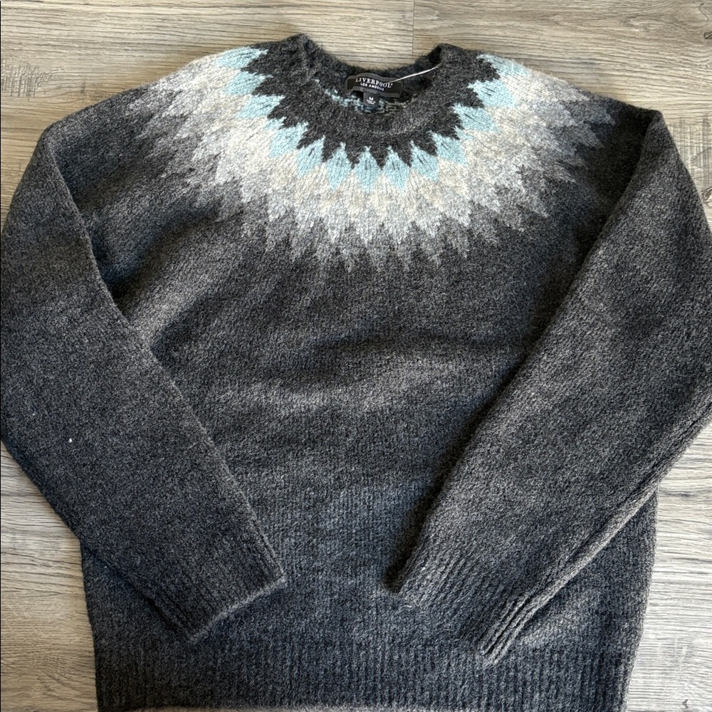 Liverpool Los Angeles Fair Isle Crew Neck Sweater Size Medium NWT - Picture 2 of 8